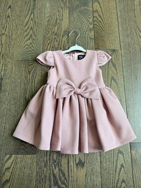 Bardot Dusty Pink Textured Bow Party Dress for Girls 18-24 months EU 92 cm EUC